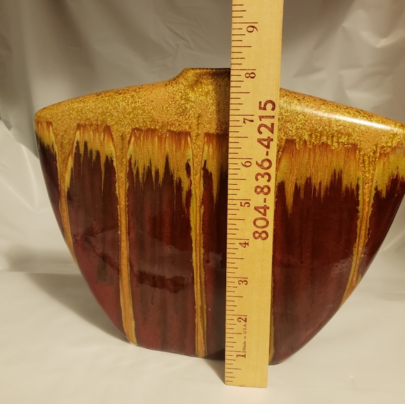 Mid Century Modern Pottery Vase Drip Glaze Unsigned - Picture 4 of 7